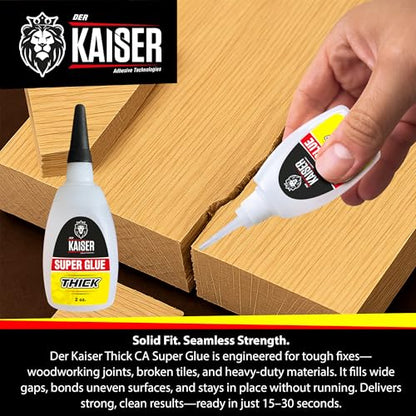 Thick Cyanoacrylate (CA) Super Glue – 4 Pack (4 x 2 oz Bottles) – Gap-Filling Adhesive for Wood, Marble, Stone, and Heavy-Duty Applications - size: 8 oz
