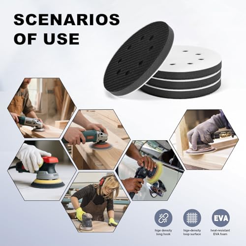 4Pack 5 Inch 8 Holes Orbital Sander Foam Pad,Hook and Loop Foam Sanding Pads,Sponge Cushion Buffer Backing Pad for Orbital Sander
