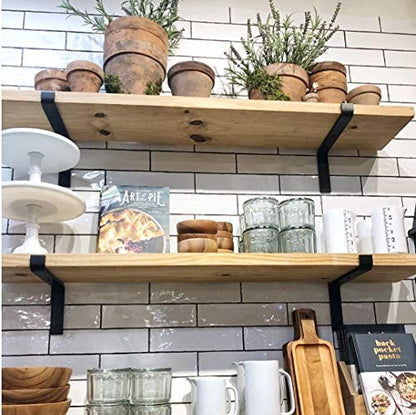 Heavy-Duty Shelf Brackets - Premium Construction Grade 1/4" (6mm) Thick Steel - Matte Black Iron Finish for Modern Farmhouse Rustic Open Shelving w/ Hardware, 4-Pack - (L Bracket w/ Lip, 9.25" x 6") - size: 9.25" x 6", style: L Bracket w/ Lip