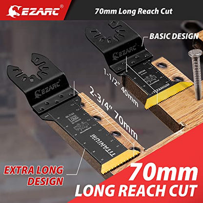 EZARC Titanium Oscillating Saw Blades, Extra-Long Oscillating Multitool Blades for Metal, Wood Nails, Screws Cutting, Plastic, 3 Pack - size: 3 Pcs Titanium