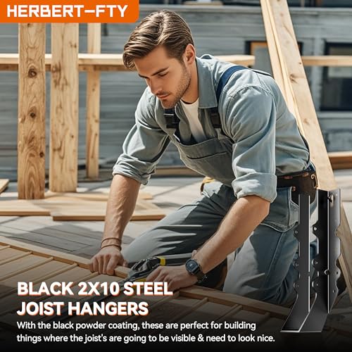 20 Pcs Black Joist Hangers 2X10, 18 Gauge Rafter Brackets , Hurricane Straps for 2x10 Face Mount Joist Hangers 2X10 for Shed/Barn/Coop/Porch/Truss, Structurally Sound and Aesthetically Pleasing - size: 20 Pcs 2x10, style: Black Joist Hanger