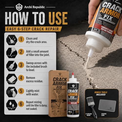 Concrete Crack Filler 1.57 lb, Water-Activated Permanent Repair for Concrete & Masonry Cracks, Seals Out Water, Helps Prevent Weeds, Fast Set for Driveways, Patios & Basements