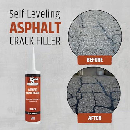 Liquid Rubber Self-Leveling Asphalt Driveway Crack Filler, 10oz, 4-Pack - style: 4 Pack