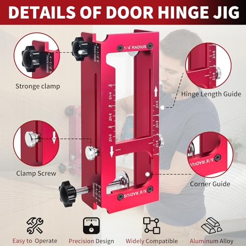 Door Hinge Jig, Aluminum Alloy Door Hinge Router Template Kit