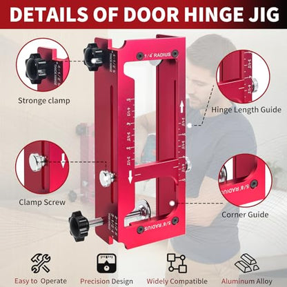 Door Hinge Jig, Aluminum Alloy Door Hinge Router Template Kit