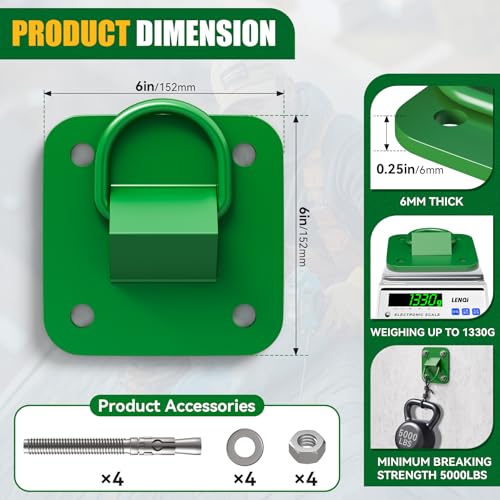D Ring Anchor Plate, Reusable Concrete Anchor Plate, 1 Pack - color: 1 Pack
