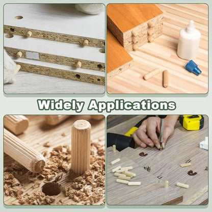 uxcell 60 Pcs Wooden Dowel Pins 6x30mm(0.24x1.18) Fluted Beveled Ends Wood Dowel Pegs Dried Hardwood for Woodworking Furniture Shelf - size: 6x30mm