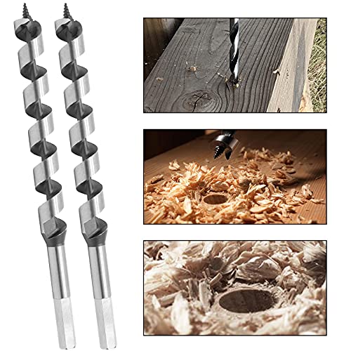11/16 Inch Diameter Wood Auger Drill Bit, 9 Inch (230mm) Length Ship Auger Bit Wood Hole Cutter for Hardwood, Softwood - 2 Pack - size: 11/16"x9"