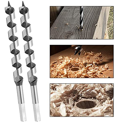 11/16 Inch Diameter Wood Auger Drill Bit, 9 Inch (230mm) Length Ship Auger Bit Wood Hole Cutter for Hardwood, Softwood - 2 Pack - size: 11/16"x9"