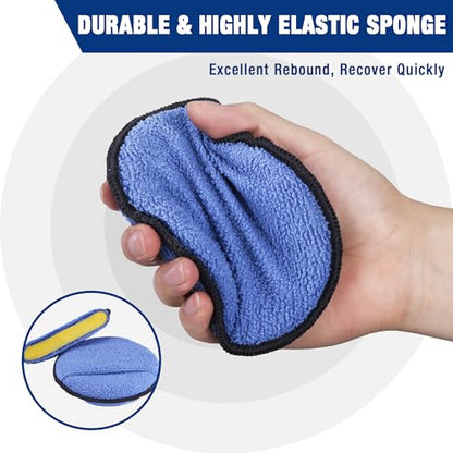 WORKPRO 18-Pack Car Microfiber Wax Applicator Pads with Finger Pocket