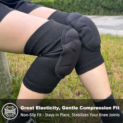 Volleyball Knee Pads for Men Women, Soft Elastic Sleeve for Work- Black S/M
