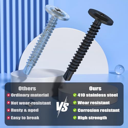 VGBUY 160Pcs #8 x 1 Self Drilling Screws for Metal,410 Stainless Steel Black Zinc Plated,Self Tapping Sheet Metal Screws,Modified Truss Head - color: Black Modified Truss Head, size: #8 x 1 inch