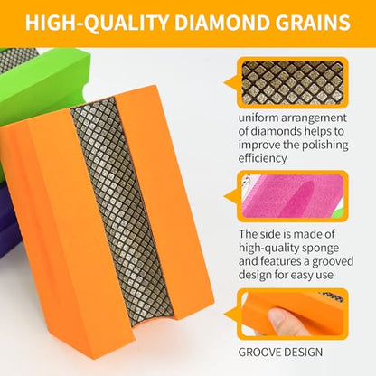 Diamond Hand Polishing Pads,400 Grit Diamond Sanding Pads - color: PURPLE
