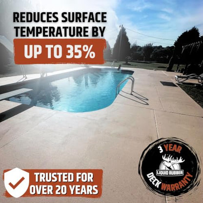 Liquid Rubber Cool Foot Pool Deck Coating, Cooling, Misty Grey, 1 Gallon - color: Misty Gray, size: 128 Fl Oz (Pack of 1)