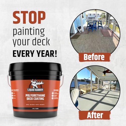 Liquid Rubber Polyurethane Deck Coating - Textured, Neutral Beige, 4 Gallon - color: Textured Neutral Beige, size: 512 Fl Oz (Pack of 1)