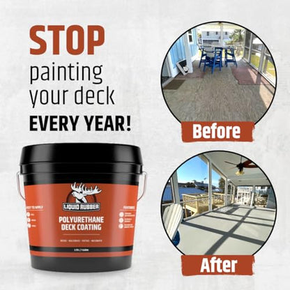 Liquid Rubber Polyurethane Deck Coating - Textured, Neutral Beige, 4 Gallon - color: Textured Neutral Beige, size: 512 Fl Oz (Pack of 1)