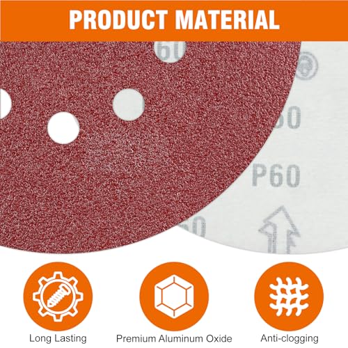 30 PCS 9 Inch Drywall Sanding Discs 40 Grit 10 Hole - color: 10 Hole, size: Grit 40