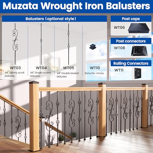 Muzata 4Pack 4"×4" Carbon Steel Wood Post Plate Connector WT08 - size: 4"×4"