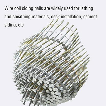 Wire Coil Siding Nails - 2-1/2 x 0.092 Ring Shank 15 Degree Full Round Head Siding Nails, 3600 Count Hot-Dipped Galvanized for Rough Nailing of Lathing and Sheathing Materials - size: 0.092*2-1/2in