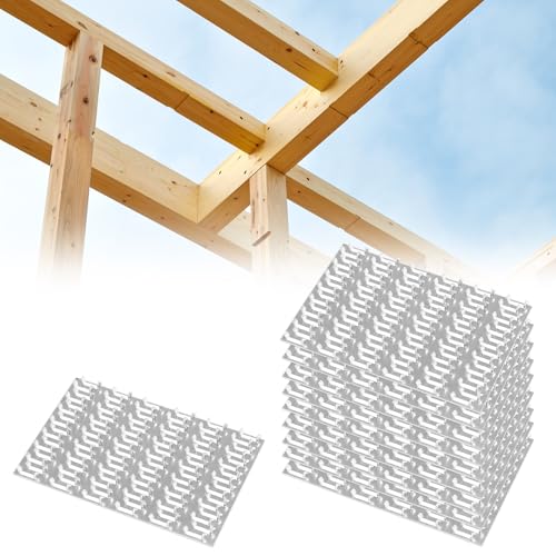 QWORK Truss Plates 4x6 Inch, 10 Pack Heavy-Duty Truss Mending Plate Staggered-Tooth Metal Plates for Wood Connection