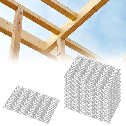 QWORK Truss Plates 4x6 Inch, 10 Pack Heavy-Duty Truss Mending Plate Staggered-Tooth Metal Plates for Wood Connection