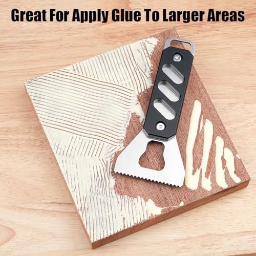 TOOLCOOL Stainless Steel Wood Glue Applicator Glue Spreader Notched Adhesive Spreader Reusable Tool for Woodworking