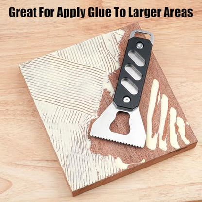 TOOLCOOL Stainless Steel Wood Glue Applicator Glue Spreader Notched Adhesive Spreader Reusable Tool for Woodworking