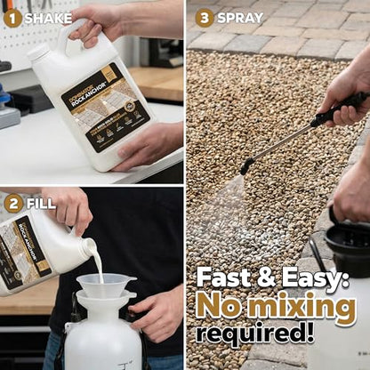 Dominator Rock Anchor 64oz - Rock Glue for Landscaping Gravel & Stone, Ready to Spray, Locks in River Rock, Pea Gravel & Decorative Rock, Prevents Scattering & Washouts, Water-Based - size: 0.5 Gallon, style: Rock Glue