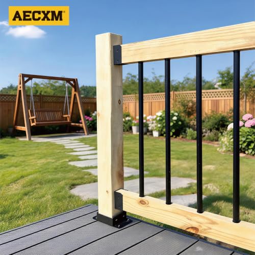 AECXM 201 Stainless Steel 2" x 4" (Actually 1 ½" x 3 ½") Deck Railing Connector, for Deck Railing, Handrail, Barn and Beam end Connection Installation (8pc-Black) - size: Parallel