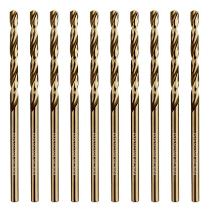 5/32 Inch Cobalt Drill Bits 10Pcs - HPHOPE M35 HSS Metal Twist Drill Bits Set, Jobber Drill Bits Length and Straight Shank, Suitable for Drilling in Hard Metal, Stainless Steel, Cast Iron - size: 5/32-inch, 10Pcs