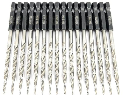 FTG USA 16Pc #8 (11/64") Replacement Countersink Drill Bit Set Tapered Bits - size: #8 (11/64"), style: 16 Bits w/o cutter