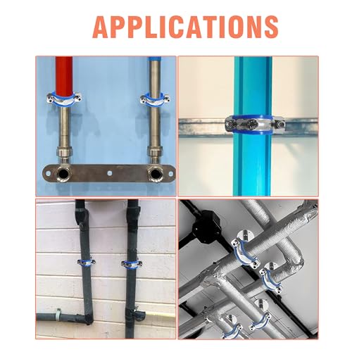 AKIHISA 2 Pcs 304 Stainless Steel Pipe Supports, Wall Mount Ceiling Mount Pipe Hanger, Pipe Holder for OD Pipe 25-27MM Adjustable Height Range 30-50mm - size: 25-27mm, style: Adjustable Height 30-50mm