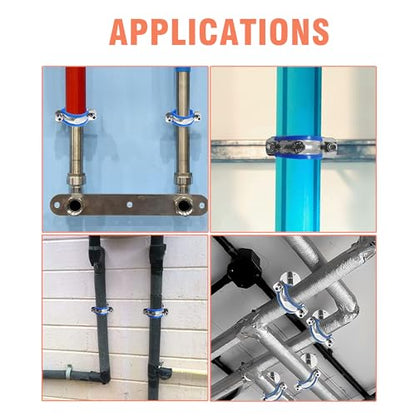 AKIHISA 2 Pcs 304 Stainless Steel Pipe Supports, Wall Mount Ceiling Mount Pipe Hanger, Pipe Holder for OD Pipe 38-40MM Adjustable Height Range 30-50mm - size: 38-40mm, style: Adjustable Height 30-50mm