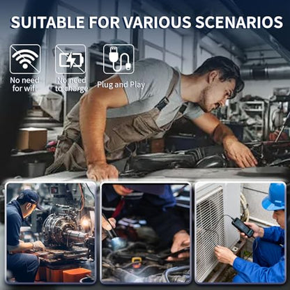 Endoscope Camera with Light, 1920P HD Borescope Camera with 16.4FT Semi-Rigid Snake Cable, 8 LED Lights IP67 Waterproof Inspection Camera for iPhone Android - style: Single-Len