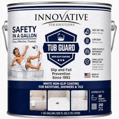 Tub Guard White Textuerd Tub Grip & Anti Slip Shower Coating - Matte Finish - Bathtub Safety - Protect Against Slip and Fall Accidents - 1 Gal - 60 tubs - color: White, size: 1 Gallon