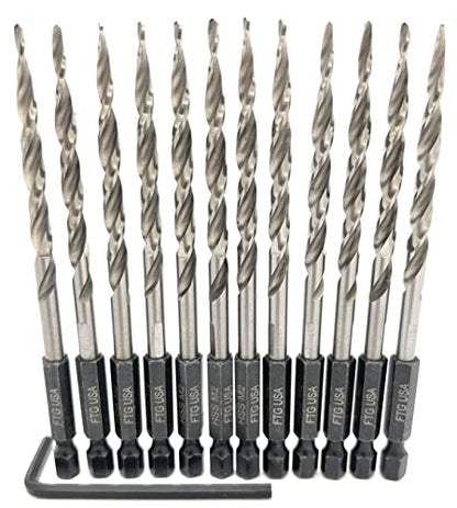 FTG USA Tapered Drill Bits for Wood 12 Pc #10 (3/16") All Same Size Replacement for FTG Countersink Drill Bit Set - size: #10 (3/16"), style: 12 Bits w/o cutter