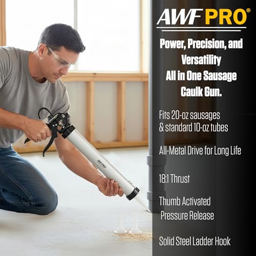 AWF PRO Sausage Caulking Gun 20 oz, 18:1 Thrust Ratio - size: 18:1 Thrust