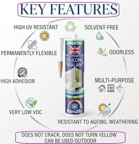Waterproof Silicone Sealant White, RTV Silicone Caulk for Window & Door, Kitchen & Bathroom, Solvent Free, 3PCs x 10oz, Ideal for Sink, Sanitary, Bath, Shower Sealant, Window Frame Sealant - size: WHITE - 3PCs