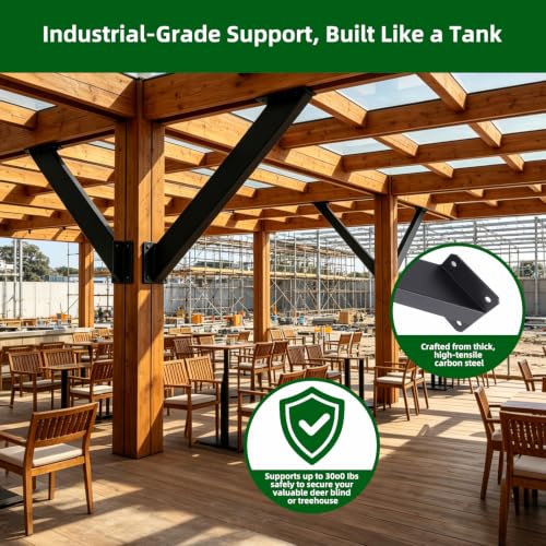 12Pcs 45 Degree Angle Bracket Support Kit for Wood Pergola Kits - size: 12
