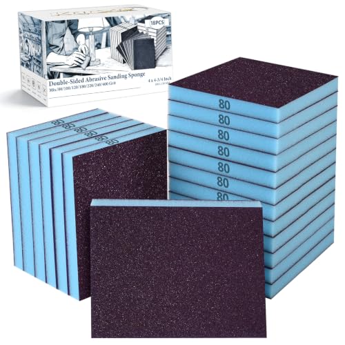 18 Pack Wet Dry Sanding Sponge Set, 80 Grit Foam Blocks Sandpaper - style: 80 Grit