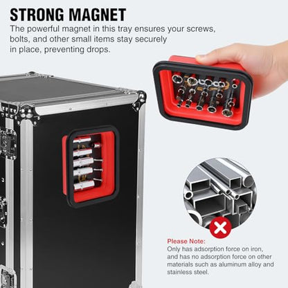 GOOACC 3 Sizes Collapsible Magnetic Parts Tray Set Red - color: Red