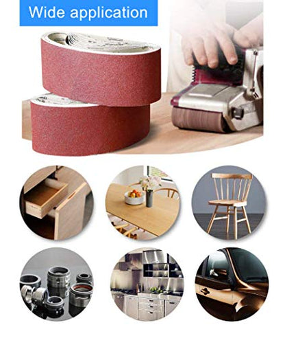Taokyid 24 PCS 3x24 Sanding Belts for Belt Sander, 40 80 120 240 Grits - size: 3x24 inch