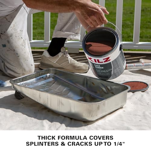 KILZ Over Armor Smooth Solid Coating Resurfacer, Redwood, 1 Gallon - color: Redwood, style: Smooth
