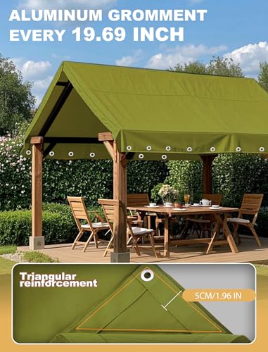 Canvas Tarp 8x12ft 22Mil Water-Resistant Tarps with Aluminum Grommets, 14OZ UV-Resistant Tarpaulin,Heavy-Duty Multi-Use Cloth Covers for Wood/Car/Roof/Boat/Camp/Canopy - color: Olive Green, size: 8'*12'