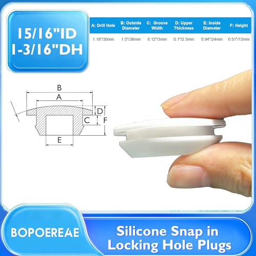 6 Pcs 30mm Silicone Rubber Plugs for 30-33 mm (1-3/16"-1-5/16") Round Holes - color: White, size: DH:1-3/16"(30mm)