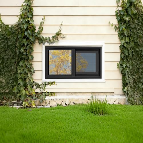 Vinyl Basement Window, Bathroom Sliding Window 24" x 16" Black - size: 24x16 IN