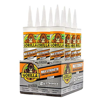 GORILLA 9 oz. Max Strength Construction Adhesive Clear (12-Pack)
