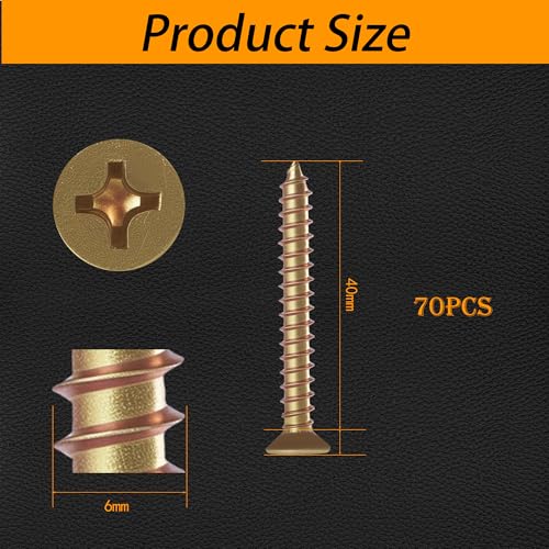 M6×40mm Phillips Countersunk Wood Screws,1022A Color Zinc - size: M6×40mm（70pcs）