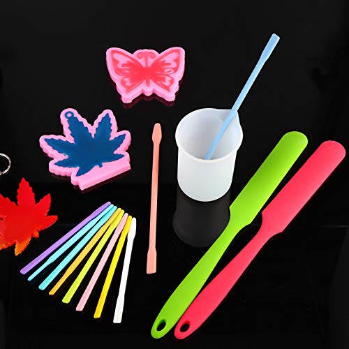 Patelai 12 Pieces Silicone Stir Sticks Kit, Epoxy Resin Stirring Rod for Mixing Resin, Paint, Liquid, DIY Craft Tools for Making Flash Cups (Mix Color)