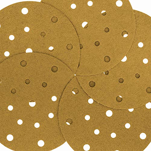 Dura-Gold 6" Gold Sanding Discs, 60 Grit, Box of 50, Hook & Loop, 17 Hole - size: 60-Grit